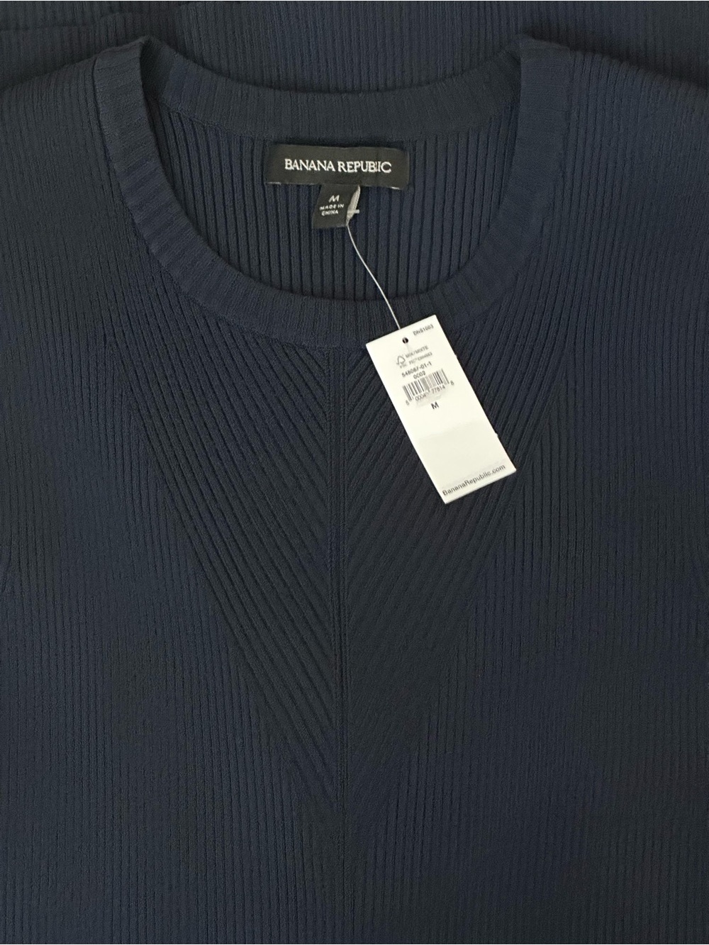 Banana Republic NWT Ribbed Knit Midi Dress Navy Sleeveless Size M - Picture 8 of 8